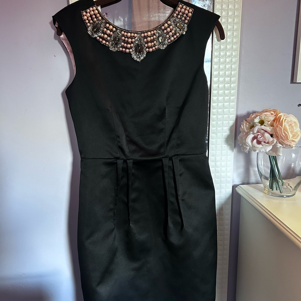 ABS Allen Schwartz Black Satin Dress